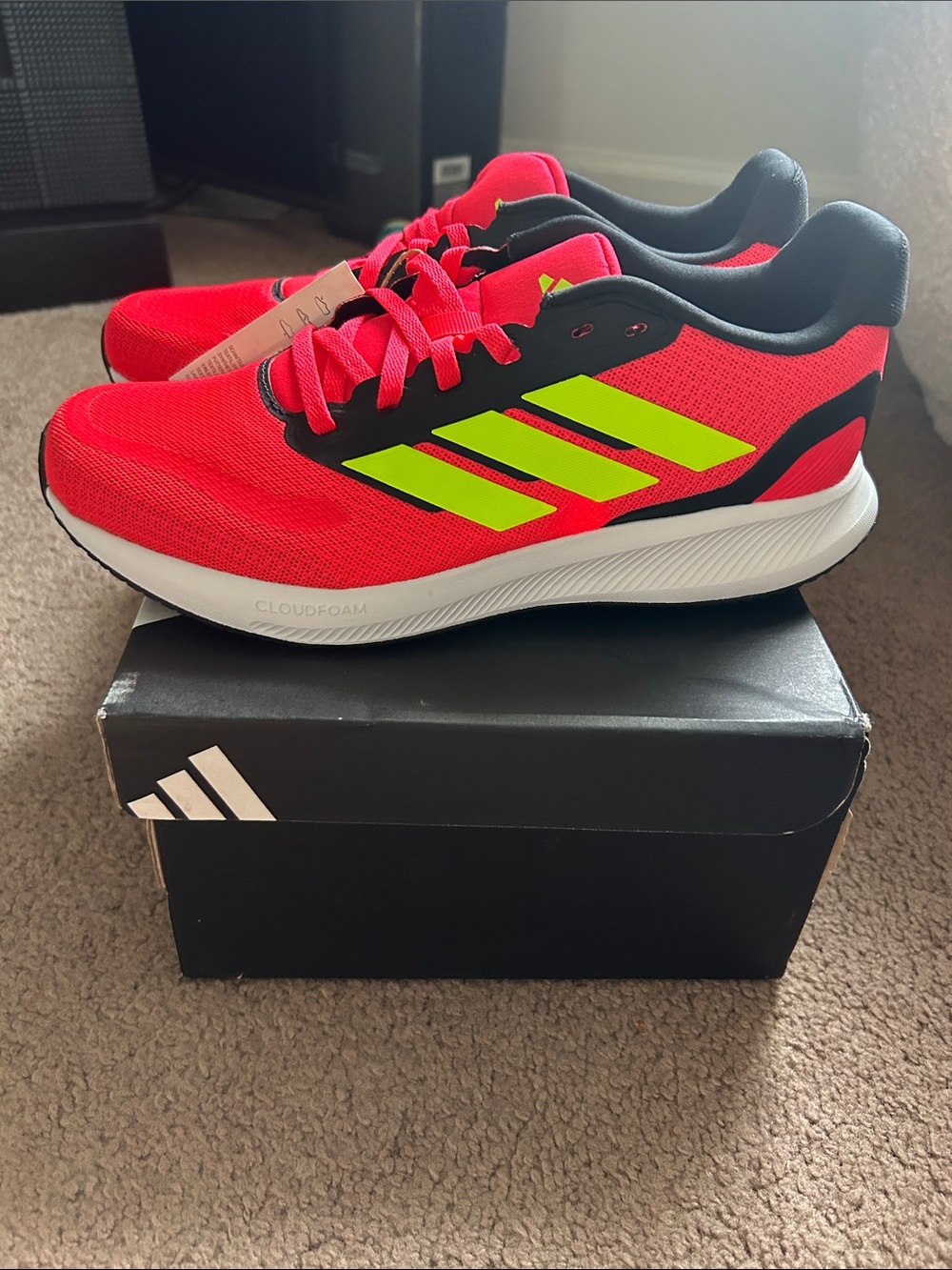 adidas Kids Neon Red & Lime Green Athletic Sneakers